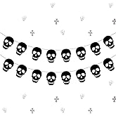Black Skull Garland, Halloween Decoration Birthday Decoration Party Decoration Halloween Banner for Gothic Birthday Party Decorations DIY Home Decor