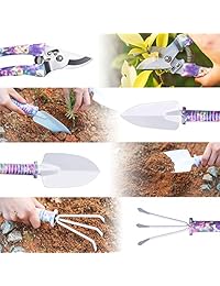 Wolfwill 5 piezas herramienta de jardín Set Herramientas de Jardinería kit de regalo mango antideslizante con paleta, cultivador antioxidante, poda Shear, pulverizador de agua y funda