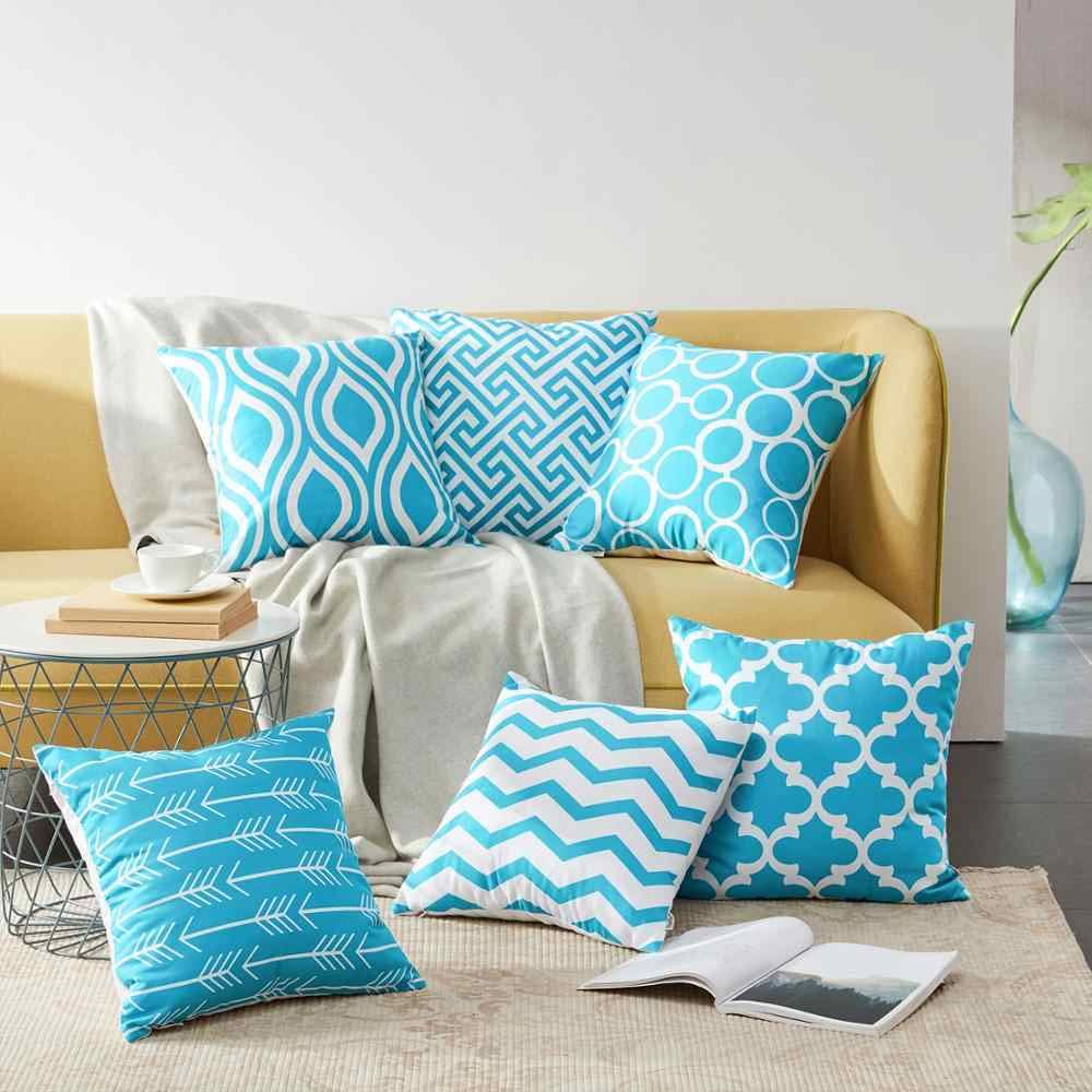 MODERN HOMES Soft Cotton Cushion Covers/Decorative Throw Pillow Covers (Sky Blue, 18x18 inch) - Set of 6