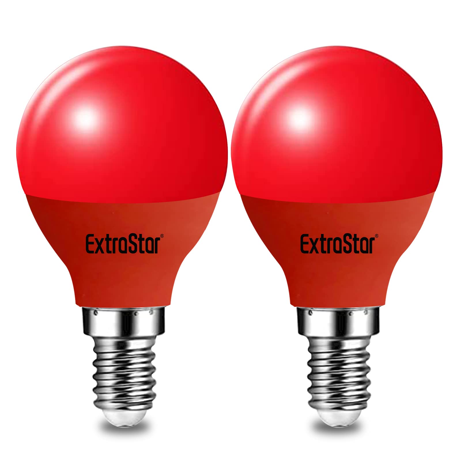 EXTRASTAR E14 LED Light Bulb Red, 4W Small Edison Screw G45 Bulb, 180° Beam Angle Lightbulbs for Christmas Holiday Party, Non-Dimmable, Pack of 2 — image 1