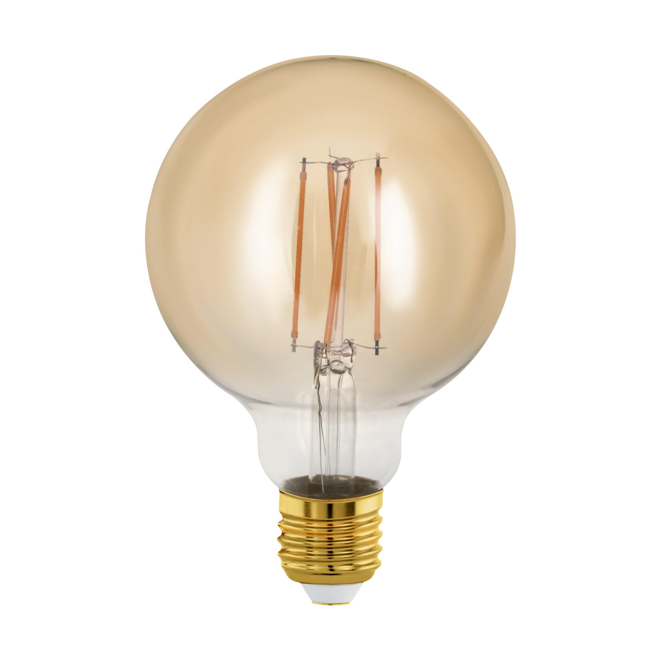 Eglo Dimmable E27 LED globe, golden vintage filament light bulb, Edison lamp for retro lighting, 4 watt (equivalent to 28 watt), 300 lumen, warm white glow, 1700 Kelvin, G95, ร 3.7" โ image 1