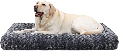 KSIIA Large Dog Bed 90x60x8 cm Calming Non-Skid Dark Grey