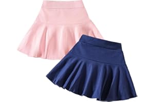 Neutocd Toddler Baby Girls Skirts Skorts Elastic Girl Pleated Skirts Kid Casual Stretch Waist Skater Skort Built in Shorts