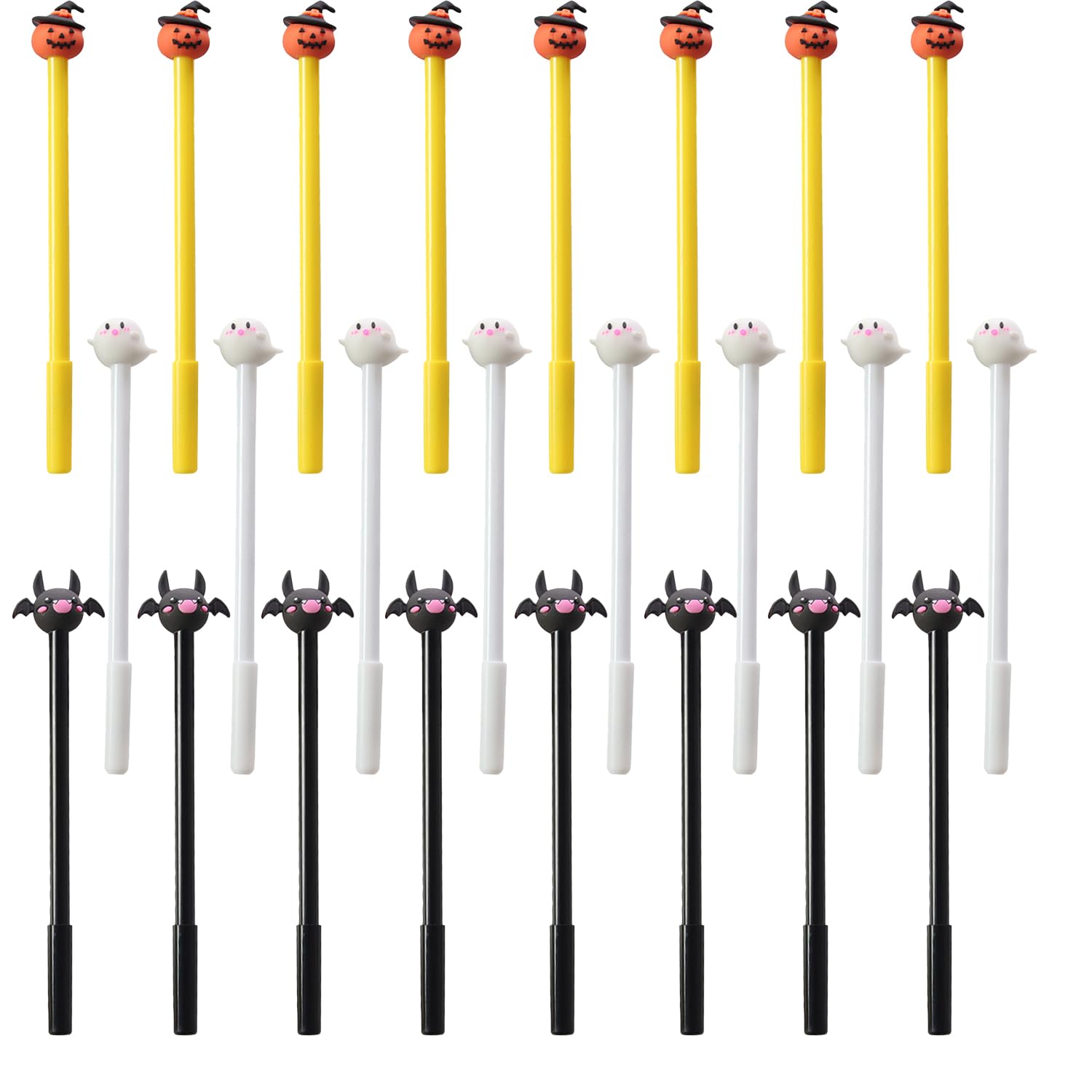 MFUOE Halloween Ink Gel Pens Cute Pumpkin Head Ballpoint Pens Black Writing Gel Pens for School Office Supply Kids Halloween Gifts (24)