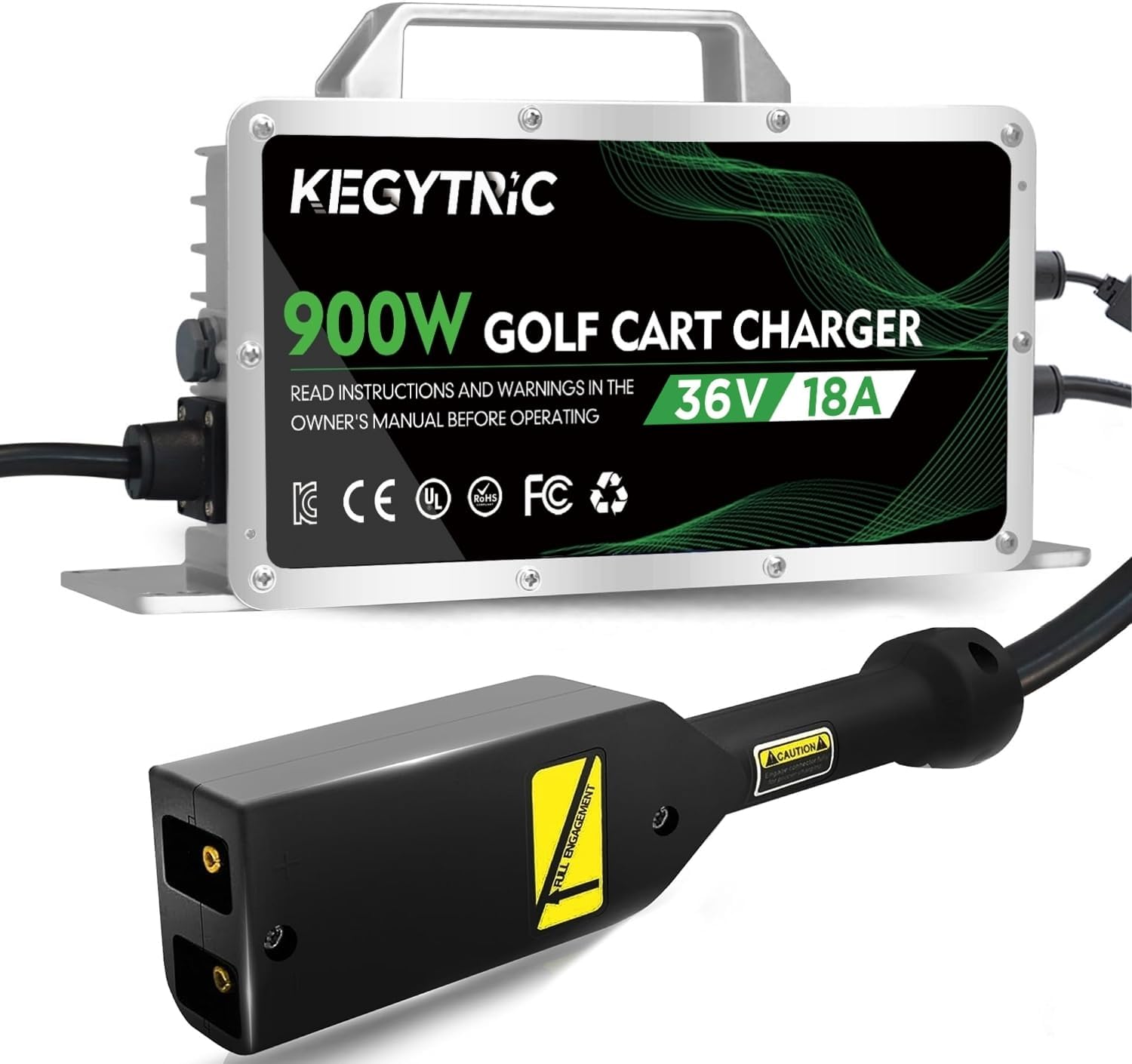 Photo 1 of 18 AMP 36 Volt Golf Cart Battery Charger for EZGO TXT with D Style Plug, 20% Faster & Safer, 900W EZGO Battery Charger for Lead Acid Battery, Automatic Power-Off Protection, IP67 Waterproof & Portable