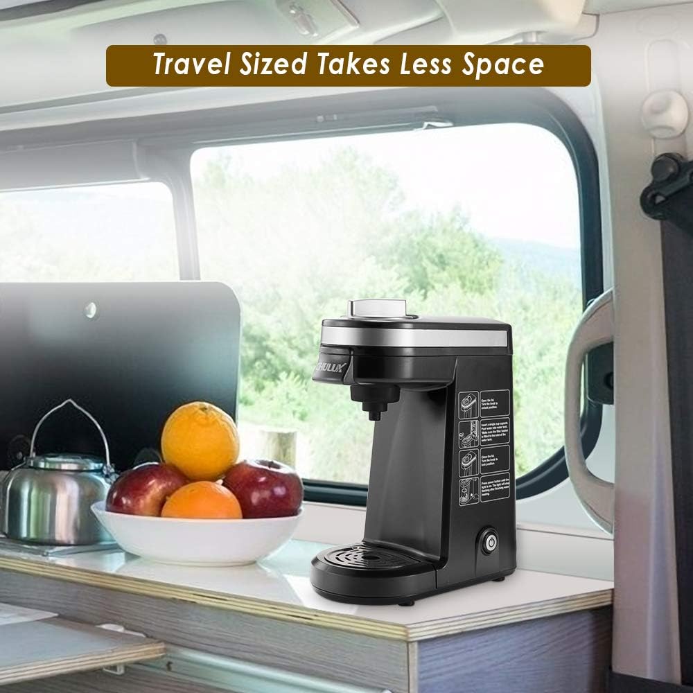 CHULUX Single Serve Coffee Maker Brewer for Single Cup Capsule with 12 Ounce Reservoir, Black: Kitchen & Dining