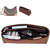 WADORN Brown Felt Handbag Organizer Insert for LV BOULOGNE, 6 Pockets, 3.5x9.8x3.9 Inch