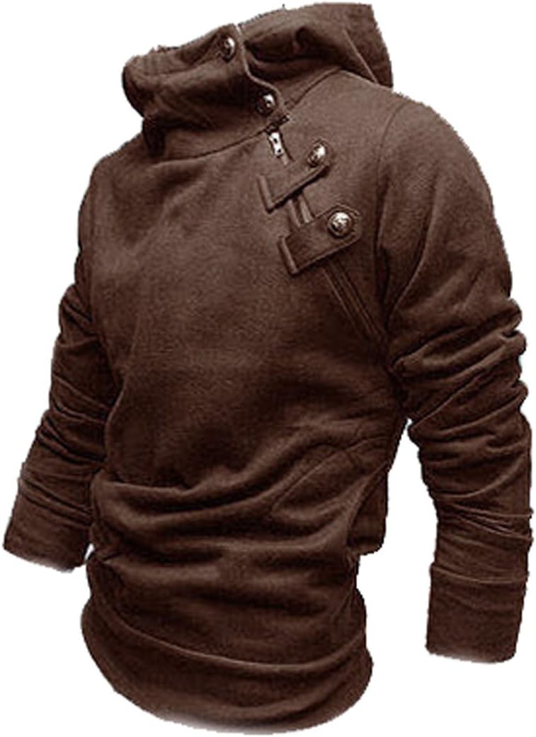 Cottory Men's Oblique Zipper Hoodie Cosplay Costume Top Coat Jacket