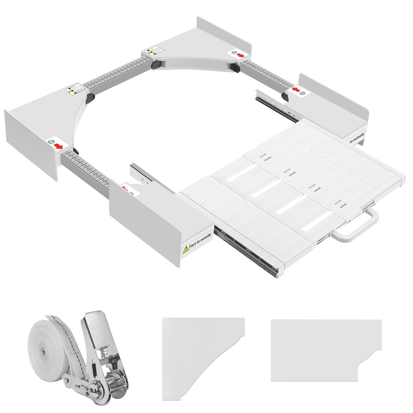NIUXX Zwischenbaurahmen trockner waschmaschine, Verbindungsrahmen Waschmaschine Trockner Universell, Stapelset mit Abnehmbares Regalbrett für alle Marken mit Breite von 53-68cm, weiß