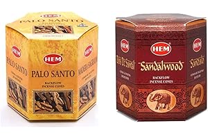 Backflow Incense Cones (Palo Santo & Sandalwood) Total 80 Cones-HEM Incense from India