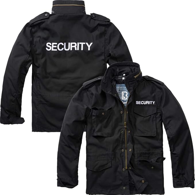 Brandit M65 Security Jacket Black with Inscription "Security O. Safety