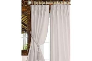 Homi Drapes Triple Pinch Pleated Blackout Curtains Thermal Insulated Room Darkening Drapes for Bedroom/Livingroom Along with 2 Panels W(26"+26"),Tiebacks,Hooks (White, 52"x95")