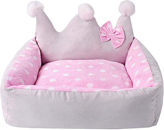 pink crown dog bed
