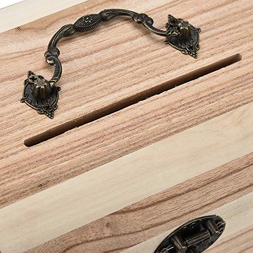 Lucoo Coin Bank ,Wooden Piggy Bank Safe Money Box Savings with Lock Wood Carving Handmade - Thumbnail 5