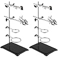 SEUNMUK 2 Pack 16 Inch Lab Stand Set, Laboratory Grade Stand Support Set with Coated Base, Lab Stand 4 Retort Rings, 2 Flask Clamp, 2 Burette Clamp for Fixing Labware, Stand Rod