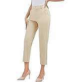 Women's High Waisted Dress Pants Straight Leg Business Trousers with Pockets Stretch Fabric for Office Work Casual