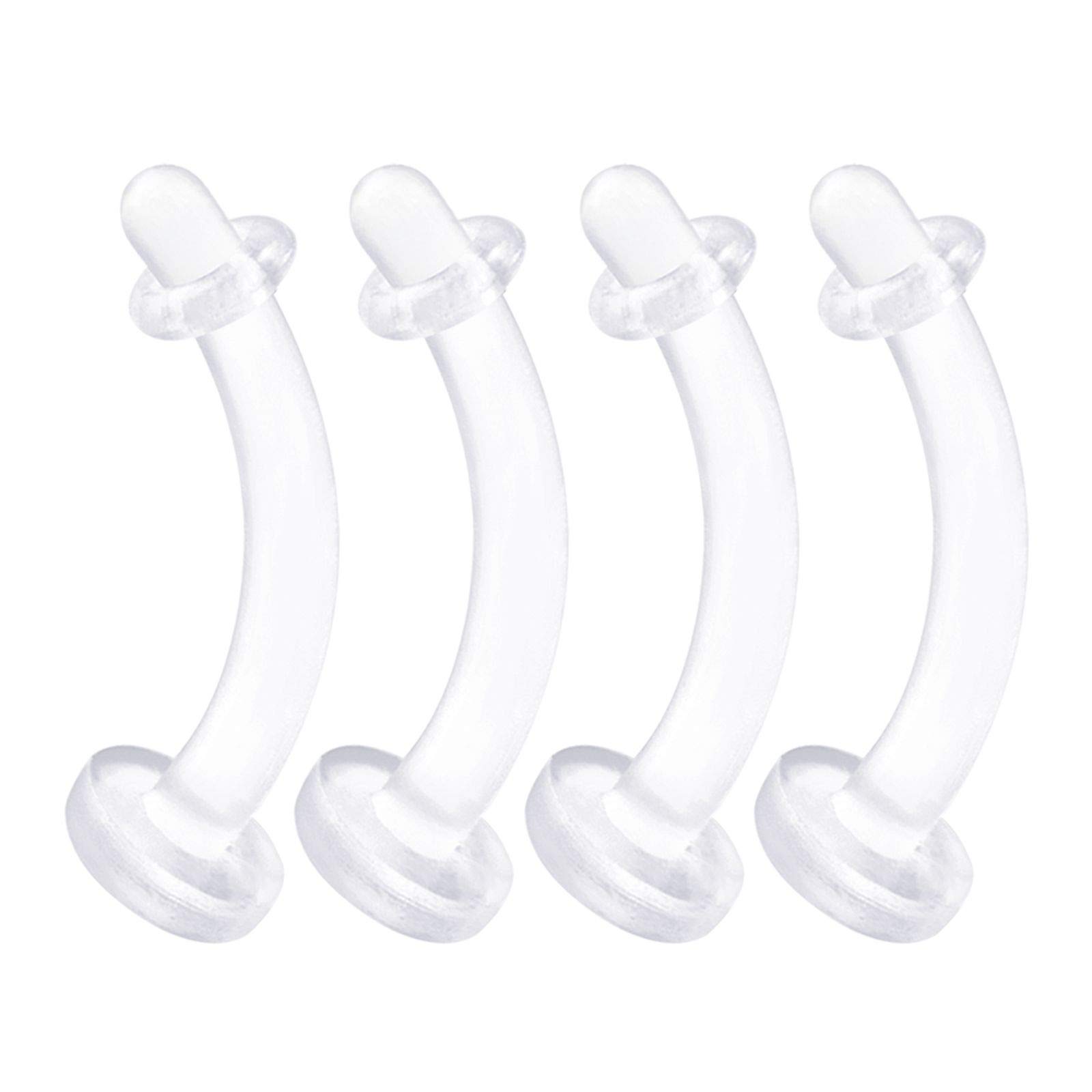 KJM FASHION 16 Gauge Clear Acrylic Curved Body Piercing Set of 4, Acrylic, Metal