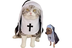 URNAT Pet Cat/Dog Nun Costume Clothing- Cute Funny Sister Habit Dress Outfit for Halloween Christmas Festival Cosplay Party (Large)