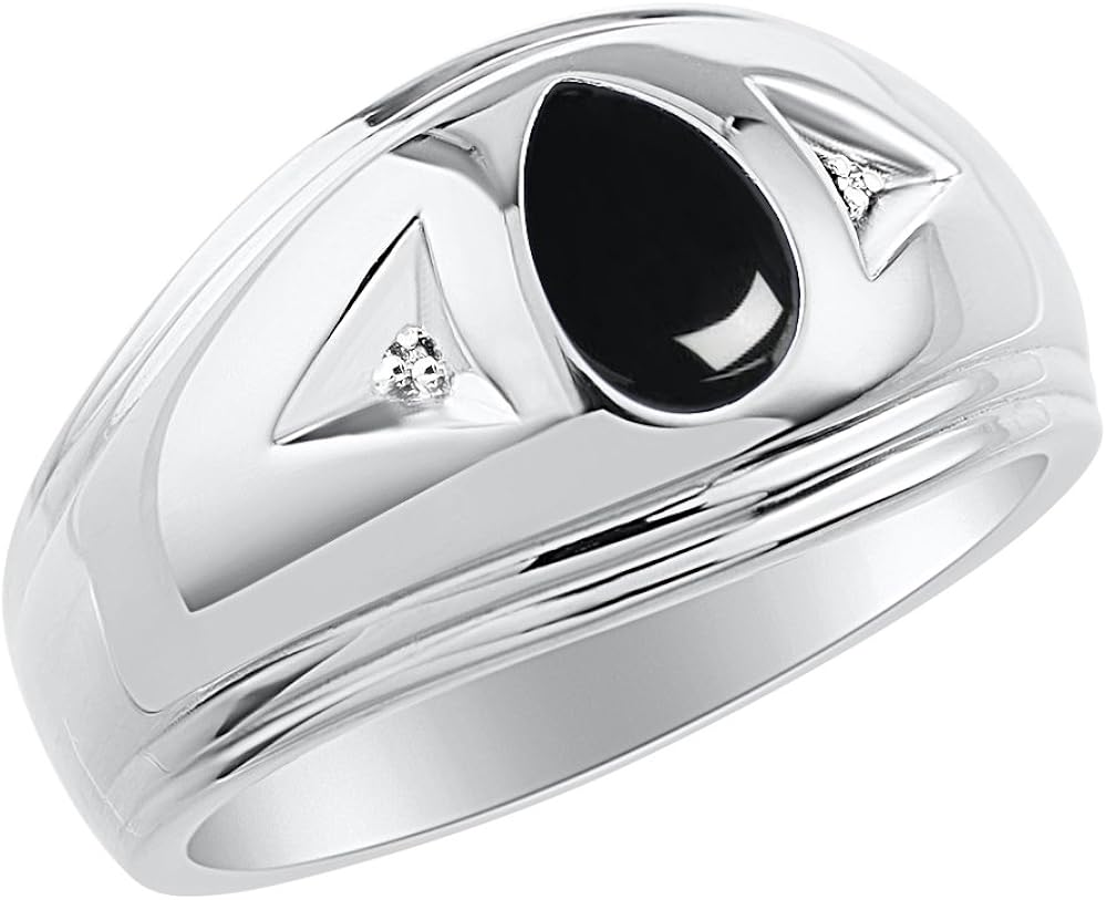 Rylos Mens Rings 14k White Gold Diamond Black Onyx Ring Band Rings For Men Mens Jewelry Gold Rings Amazon Com