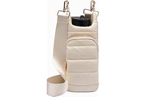 WanderFull Crossbody HydroBag | Quilted Water Bottle Carrier & Strap | Stylish Puffer Tote for Water Bottle