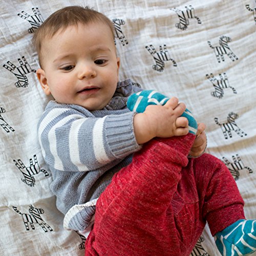 Softest Muslin Swaddle Blankets 3 Pack "Safari Snugs" Large 47'' x