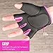 Proworks Women’s Padded Grip Fingerless Gym Gloves for Weight Lifting, Cross Training, Exercise Bikes & More – Black with Pink Trim (Medium)