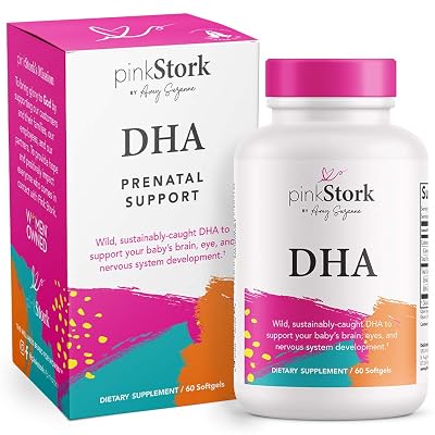Compre Pink Stork DHA: Multivitamínico prenatal DHA, mejora el desarrollo  del sistema nervioso cerebral para bebés y rsquo; s, apoyo de vitaminas  prenatales Omega 3 Aceite de pescado, propiedad de mujeres, 60