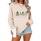 Ykomow Christmas Sweatshirt for women Retro Ugly Merry Christmas Sweaters Long Sleeve Xmas Graphic Shirts
