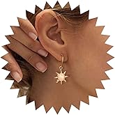 Erimberate Bohemian Sunburst Dangle Earrings Gold Gemstone Sun Drop Earrings Small Sunburst Opal Hoop Earrings Minimalist Sunburst Earrings Jewelry for Women Gifts