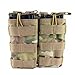 Loglife Tactical Magazine Pouch Holds Holster Double Pistol Mag Pouch Stacker M4/M16 Open Top 1000d with Bungee System (CP)
