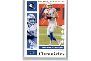 2020 Panini Chronicles Base Chronicles #53 Justin Herbert Los Angeles Chargers RC Rookie Card Official NFL Football Trading Card in Raw (NM or Better) Condition