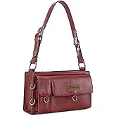 Wrangler Y2K Purse Small Shoulder Bag for Women with Western Detachable Charms & Multiple Pockets