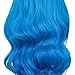 UQINZ Ombre Wigs Long Wavy Synthetic Cosplay Wig Black to Blue Natural Hair Wig for Women (28 inches)