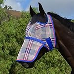Kensington Signature Horse Fly Mask with Removable Nose, Patriots Plaid, X-Large/Large