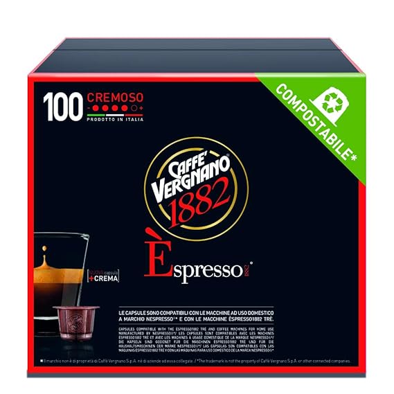 Caffè Vergnano 1882 Èspresso Cremoso, 100 Capsule, Compatibili
