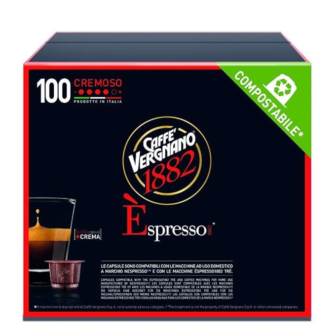 Caffè Vergnano 1882 Èspresso Cremoso, 100 Capsule, Compatibili