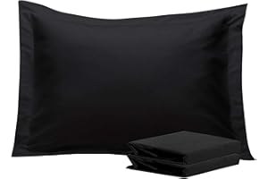 NTBAY Standard Pillow Shams - 2 Pack Brushed Microfiber 20x26 Sham Covers - Super Soft and Cozy, Wrinkle, Fade, Stain Resistant 20x26 Inches Oxford Pillowcases, Black