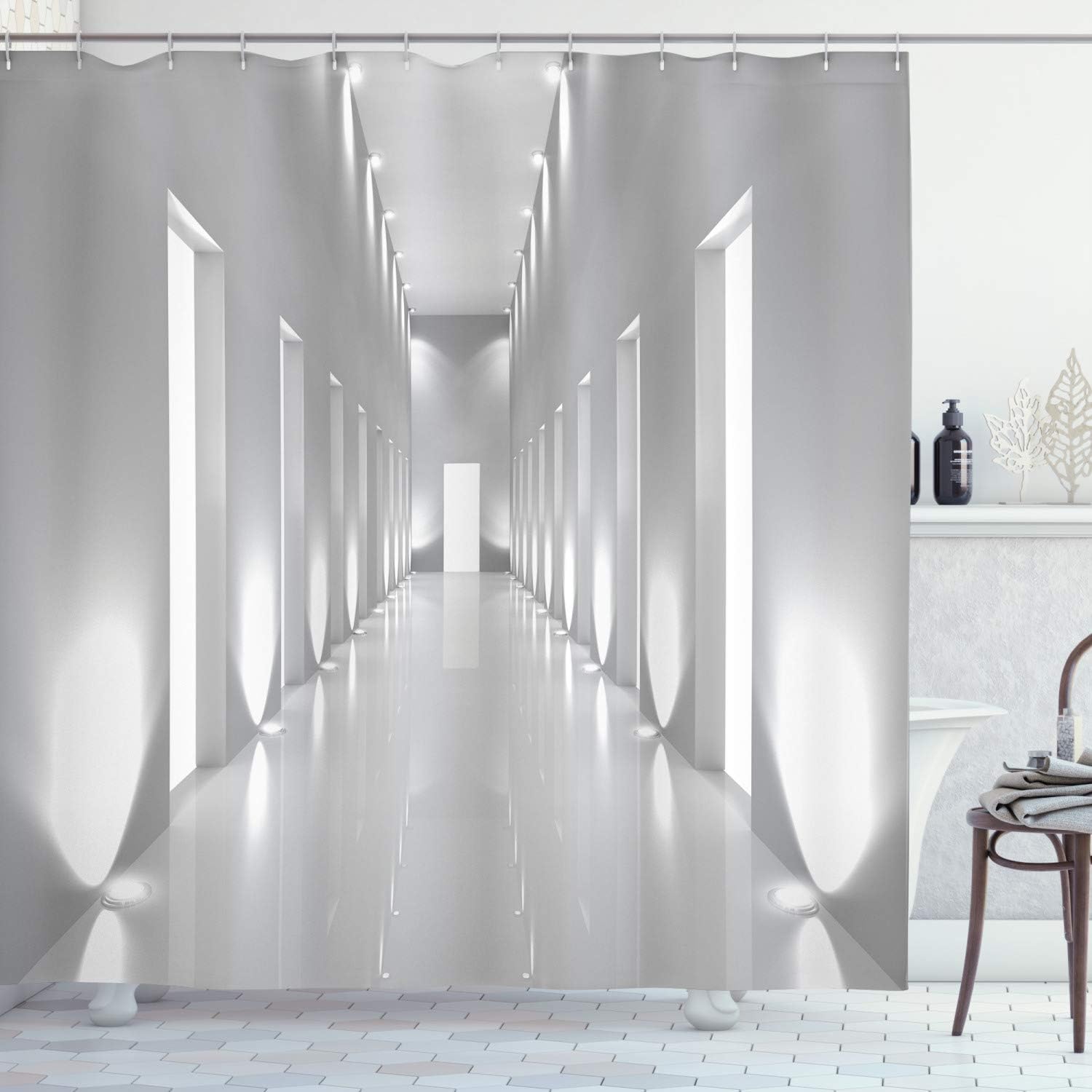 Amazon Com Ambesonne Modern Shower Curtain Pattern Of A Long