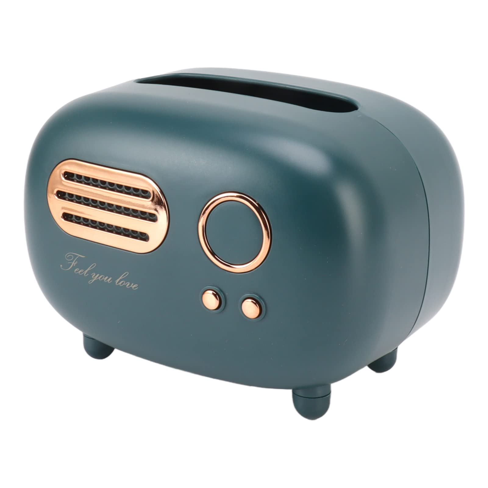 TOPINCN Retro Radio Tissue Box, Super Technology Vintage Radio Tissue Box Cover Plastic for Kitchen for Bathroom (Green)