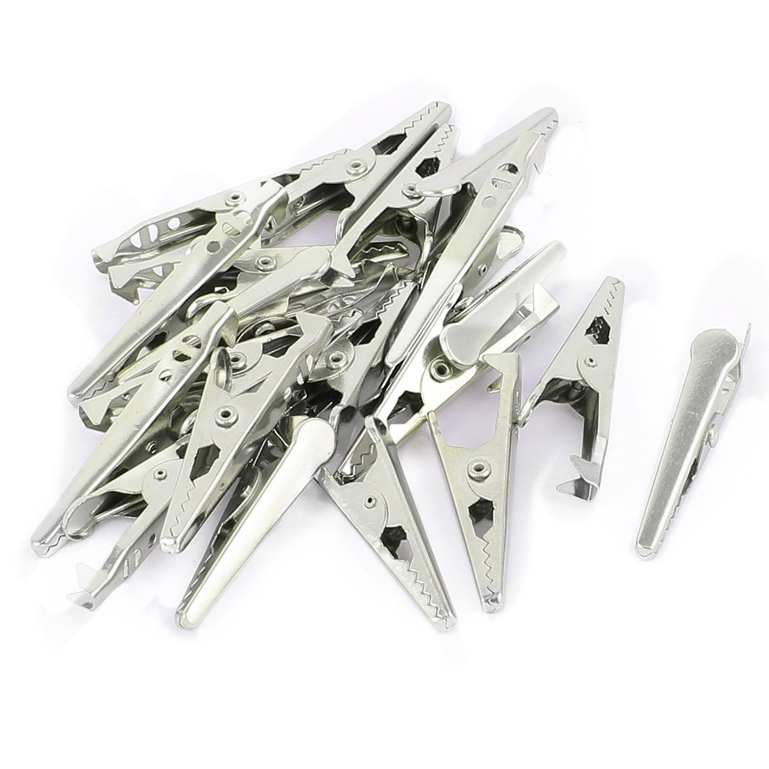 Sourcingmap 20pcs Silver Tone Metal Electrical Test Crocodile Alligator Cable Clip Clamp 44mm Long