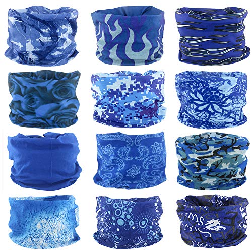 Cutewing Outdoor Magic Headband Scarf Elastic Seamless Neck Gaiter Sweatband Balaclava Sport Headwear Bandana Scarf UV Resistence,Pack of 12