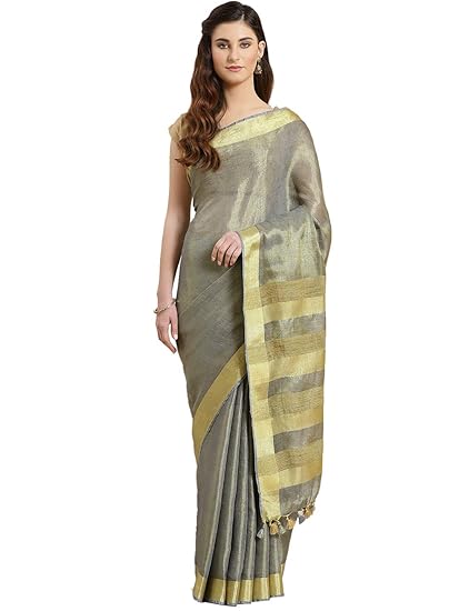 Linen Handwoven Saree and Blouse ALBGSA0004