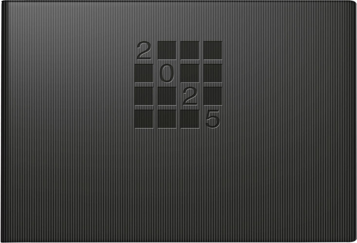 rido/idé Septimus Pocket Diary (2025), 2 Pages = 1 Week, A6 Landscape, 128 Pages, Paper Cover Linea, Black