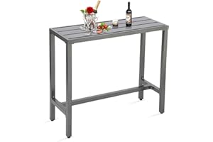 ONLYCTR Outdoor Bar Table, Patio Counter Height Bar Table, 40" Rectangle Bar Table for Patio, Garden, Yard, Balcony, Poolside (Gray)
