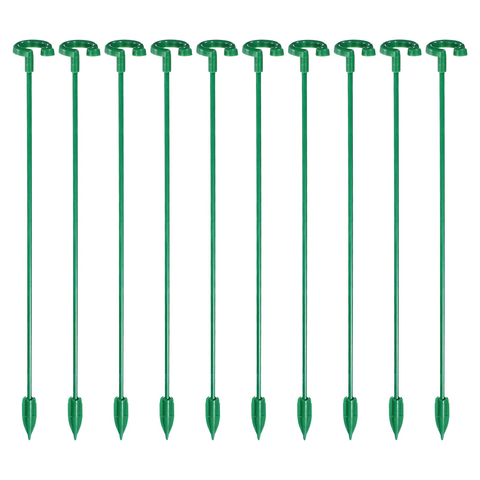 PATIKIL Plant Support Stakes 27cm/10.6 Inch, 10 Pieces Plant Stakes Plant Stem Support Gardening Holder Stick for Young Tree Tomato Flower Vegetable Single Stem Plants, Green