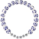 Wxiben Dog Cat Mom New Mom Gigi Nana Bracelet Gifts, Unique Mother's Day Christmas Birthday Gift Ideas for Women, Blue and White Porcelain Beads Bracelet for Her