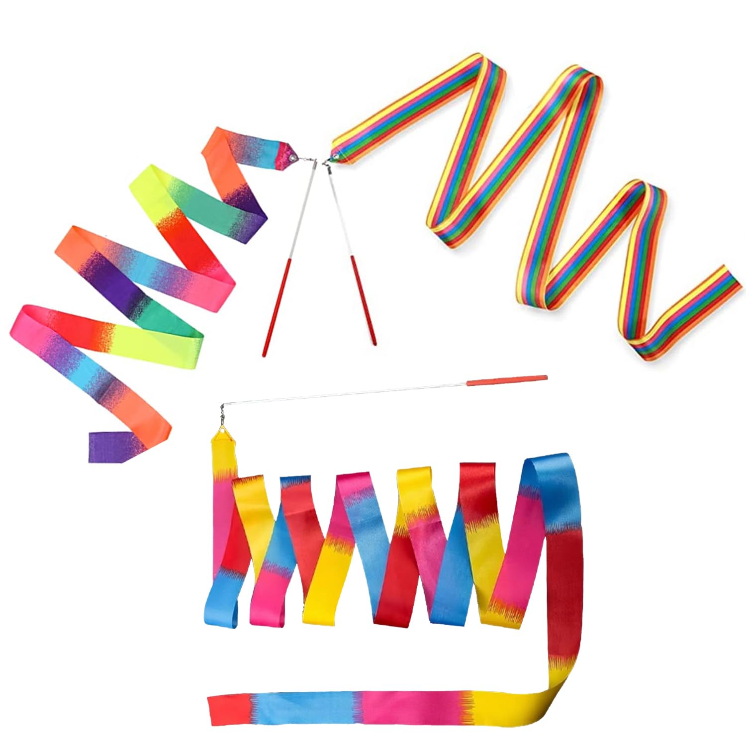 ZEACCT 3 Pieces of Versatile Dance and Gymnastics Ribbons for Kids and Adults - Ideal for Rhythmic Gymnastics, Fitness Training, and Circus Performances