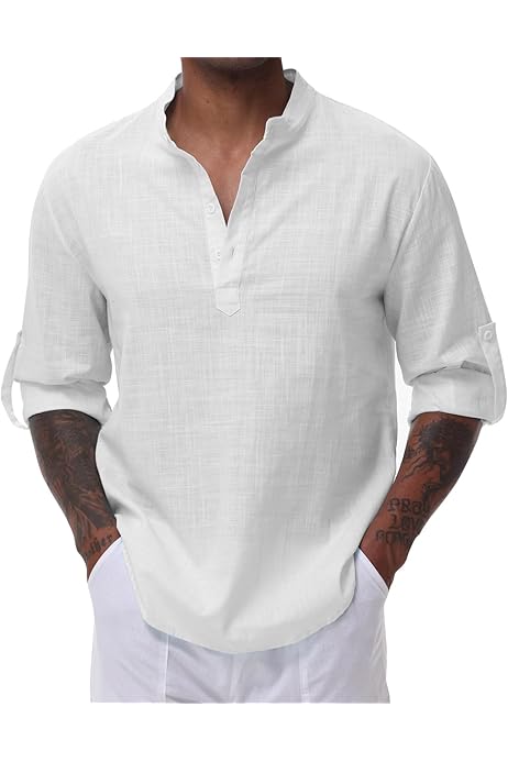 Camisas Blancas Camisas De Manta Para Hombre Camisas De Lino