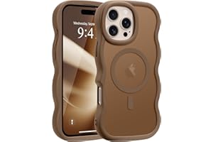 Pepmune for iPhone 16 Pro Max Case, Curly Wavy Frame Hard Translucent Matte Clear Back Cover for Women Men Compatible with Magsafe Shockproof TPU Bumper Phone Case for iPhone 16 Pro Max, Desert Gold