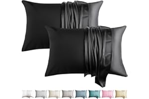 WLOSJ 100% Silk Pillowcase for Hair and Skin Toddler Size 2 Pack Mulberry Silk Pillow Case 13 x 18 Inches Highest 6A Silk Kids/Travel Pillow Cover Soft Breathable Cooling with Hidden Zipper, Black